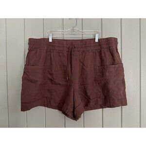 Athleta Shorts 26 Cabo Linen 4” Drawstring Cargo Brown Plus Size Pockets
